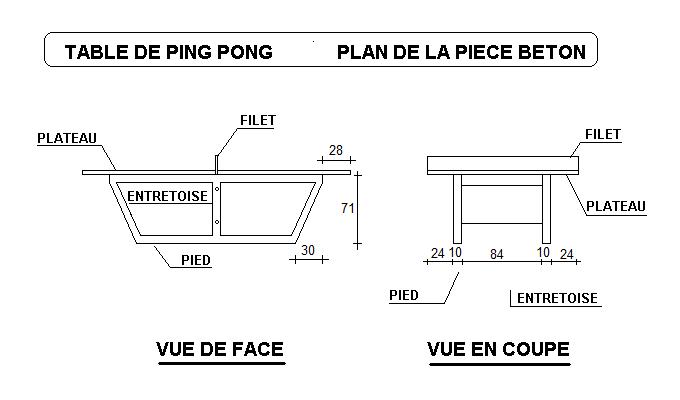 table ping pong béton net collectivités