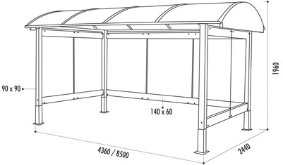 Les dimensions de l'abri bus Brindisi