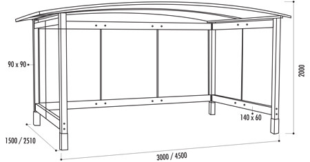 Les dimensions de l'abri bus Vittoria