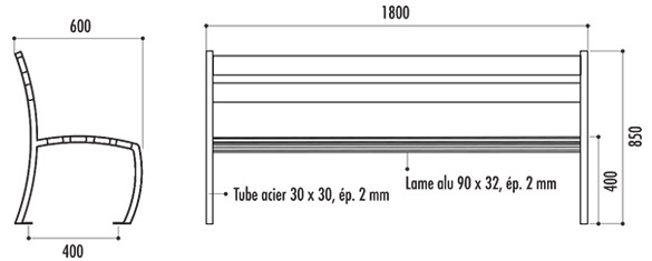 Descriptif du banc public - Banc Détroit