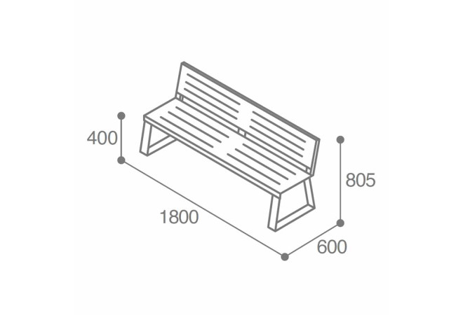 dimensions du banc acier extérieur