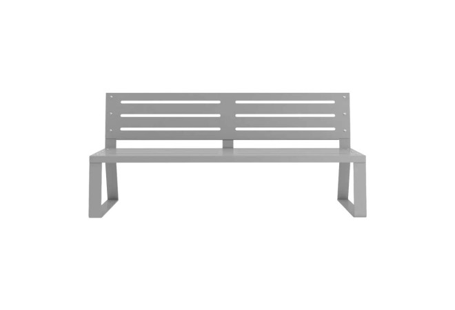 banc public métal gris vue de face