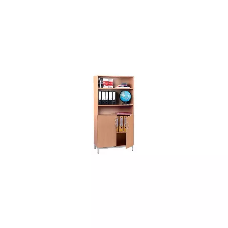 Visuel armoire bibliothèque 2 portes en partie basse avec étagères réglables en hauteur - Net Collectivités