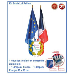 Lot façacde école conforme Loi Peillon - 1 écusson Spécial école + 2 drapeaux