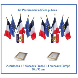 Kit pavoisement pour Mairie - le lot de 2 écussons tricolore RF + 10 drapeaux