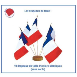 Lot de 10 mini drapeaux tricolores France de table - en maille