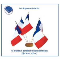 Lot de 10 drapeaux tricolores France pour table - en taffetas - Net Collectivités