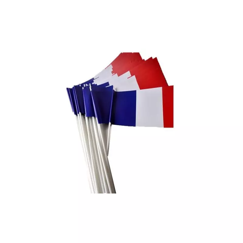 Lot de 50 ou 100 drapeaux tricolore français en papier à agiter - Net Collectivités