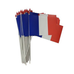 Lot de 100 petits drapeaux français à agiter - matière indéchirable - Net Collectivités