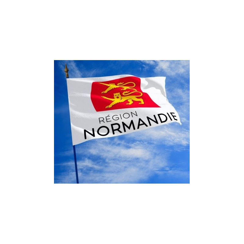 Pavoisement, drapeau région, Drapeau sur hampe en bois région Normandie