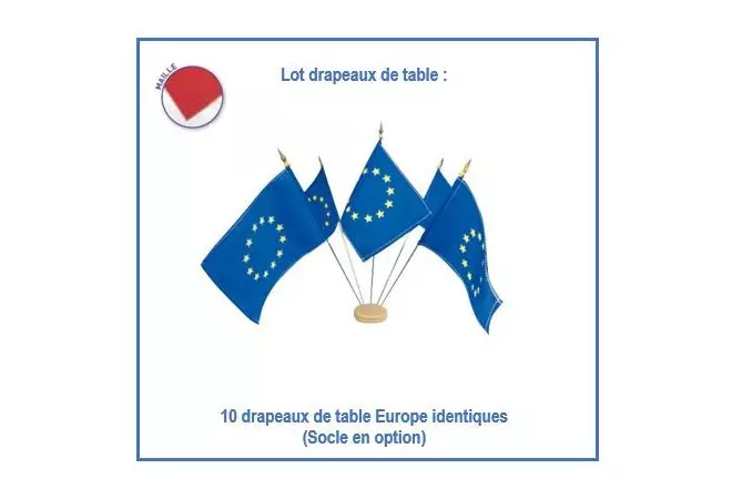 Lot de 10 drapeaux européens de table - en maille - Net Collectivités