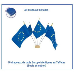 Lot 10 drapeaux Union Européenne de table - en taffetas - Net Collectivités