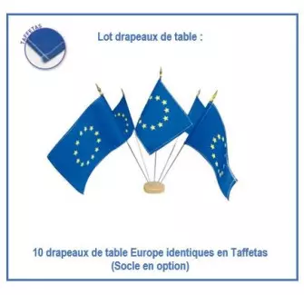 Lot 10 drapeaux Union Européenne de table - en taffetas - Net Collectivités
