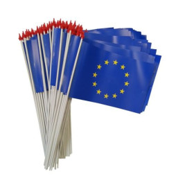 kit 100 petits drapeaux Europe à agiter à la main - 9.5 x 16 cm - matière indéchirable - Net Collectivités