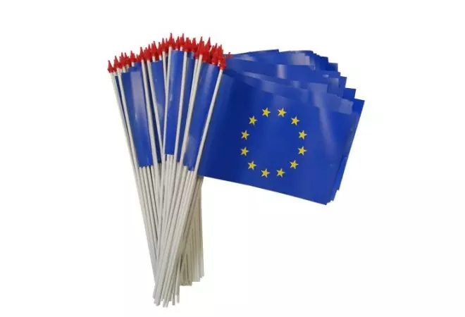 kit 100 petits drapeaux Europe à agiter à la main - 9.5 x 16 cm - matière indéchirable - Net Collectivités