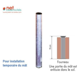 Embasement Fourreau à sceller au sol - fixation au sol pour mât en aluminium Ø 60 mm ou Ø 100 mm