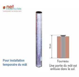 Embasement Fourreau à sceller au sol - fixation au sol pour mât en aluminium Ø 60 mm ou Ø 100 mm