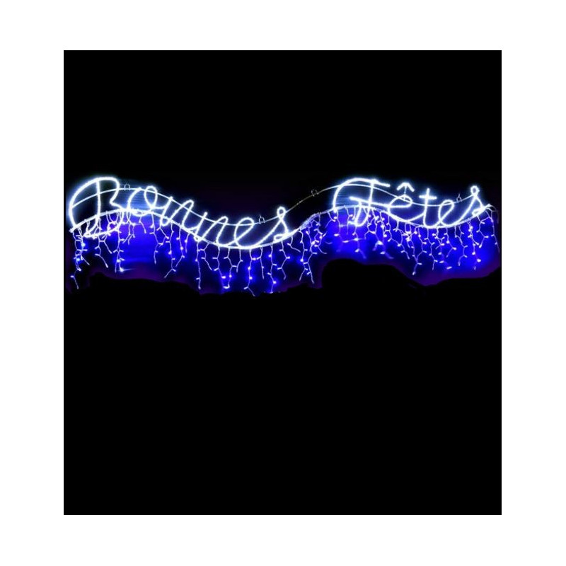 Traversée de rue lumineuse - Décoration de Noël, texte Bonnes Fêtes