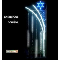Décor irisant et lumineux avec animation comète Pic de Glace pour poteau