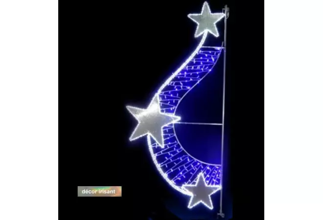 Décor lumineux et irisant Étoiles aux Merveilles pour lampadaire - Net Collectivités