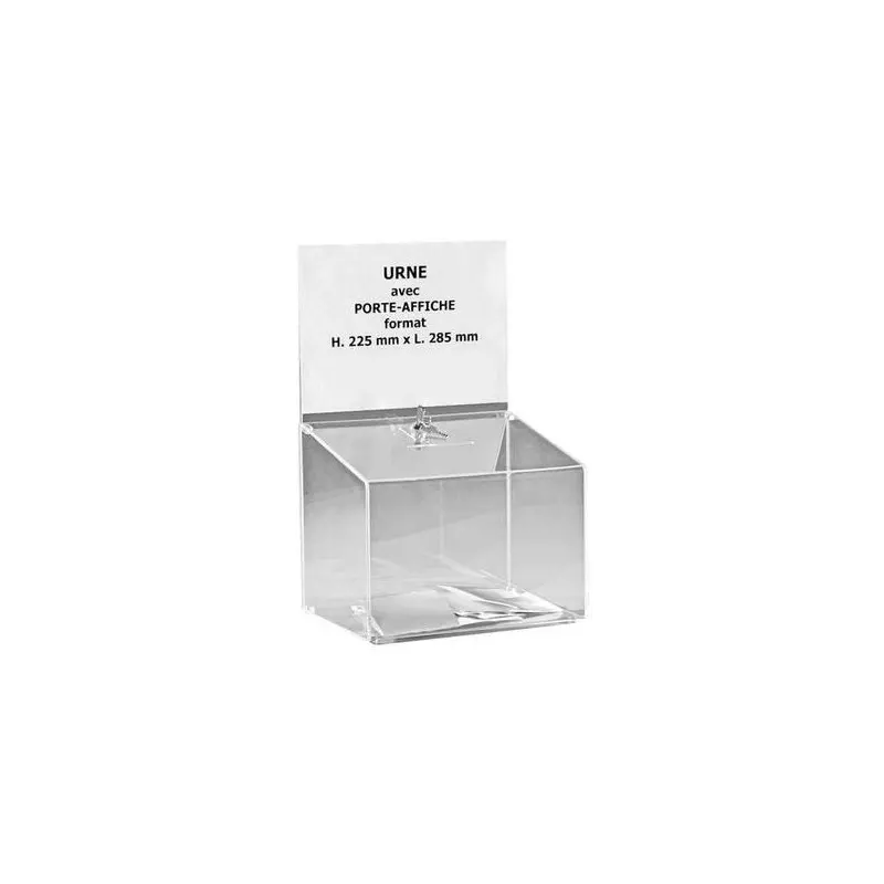 Urne de comptoir en plexi incolore avec porte affiche - 500 bulletins - Net Collectivités