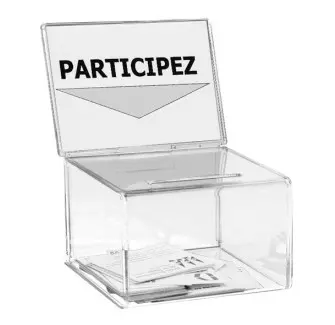 Petite urne en plexiglas incolore avec porte affiche - 200 bulletins - Net collectivités