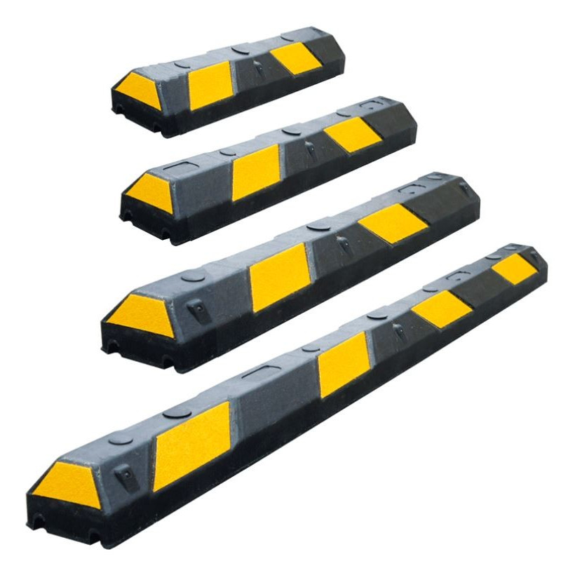 Butée De Parking Caoutchouc 60x12cm - 2 Pièces Noires Et Jaunes - Avec Vis De Fixation - Pour Garage