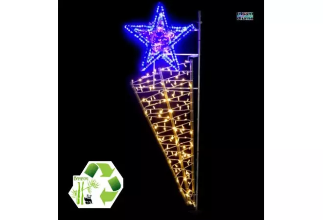 Décor lumineux de Noël en Bambou - modèle Étoile filante - décoration de noël pour poteau