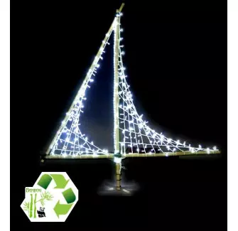 Décor de Noël lumineux en Bambou - modèle voilier lumineux à poser