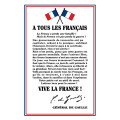 Plaque PVC ou PLEXi "À tous les français" Général DE GAULLE