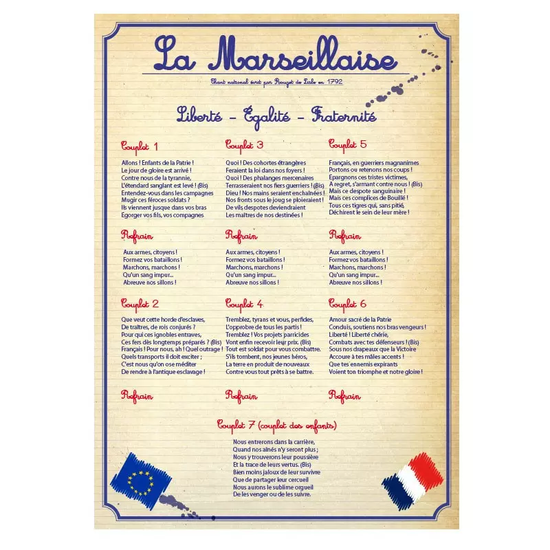 Affiche PVC rigide d'intérieur la marseillaise - Loi Blanquer