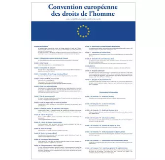 Plaque PVC ou PLEXI sur la Convention européenne des Droits de l'Homme