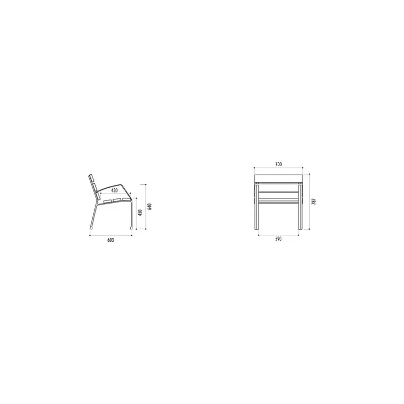 Dimensions du fauteuil bois exotique et pieds en fonte