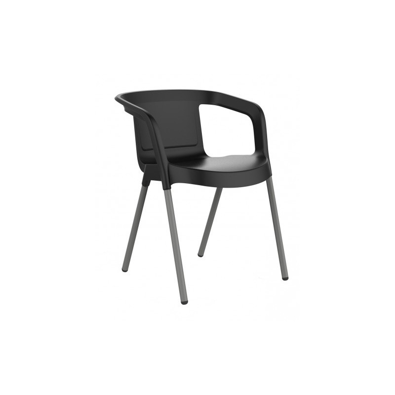 Chaise noire de jardin ou d'intérieur avec accoudoirs