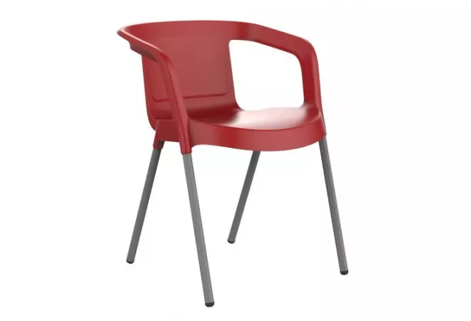Chaise rouge avec accoudoirs empilable