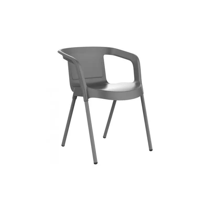 Chaise grise avec accoudoirs pieds en acier