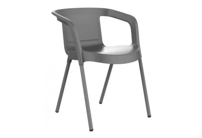 Chaise grise avec accoudoirs pieds en acier