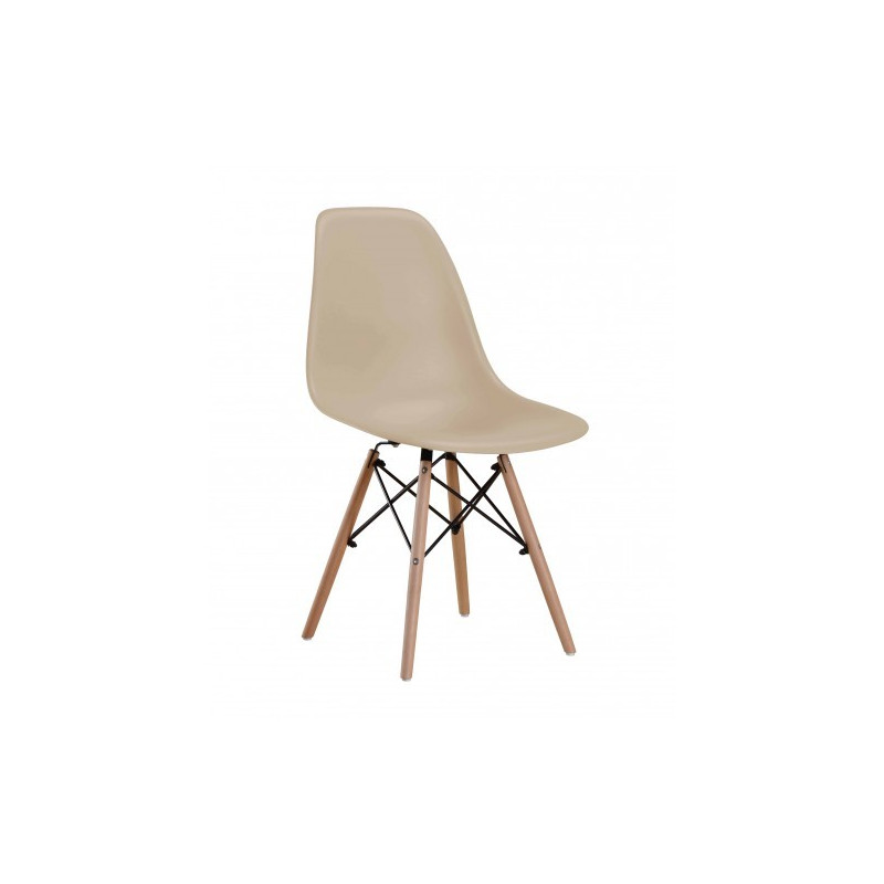 Chaise couleur café en polypro et bois de hêtre