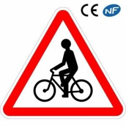 Panneau routier VIGILANCE PASSAGE DE CYCLISTES ET CYCLOMOTORISTES (A21)