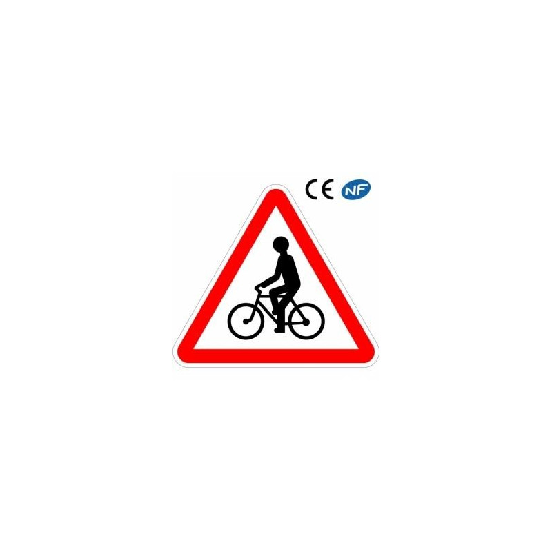Panneau routier VIGILANCE PASSAGE DE CYCLISTES ET CYCLOMOTORISTES (A21)