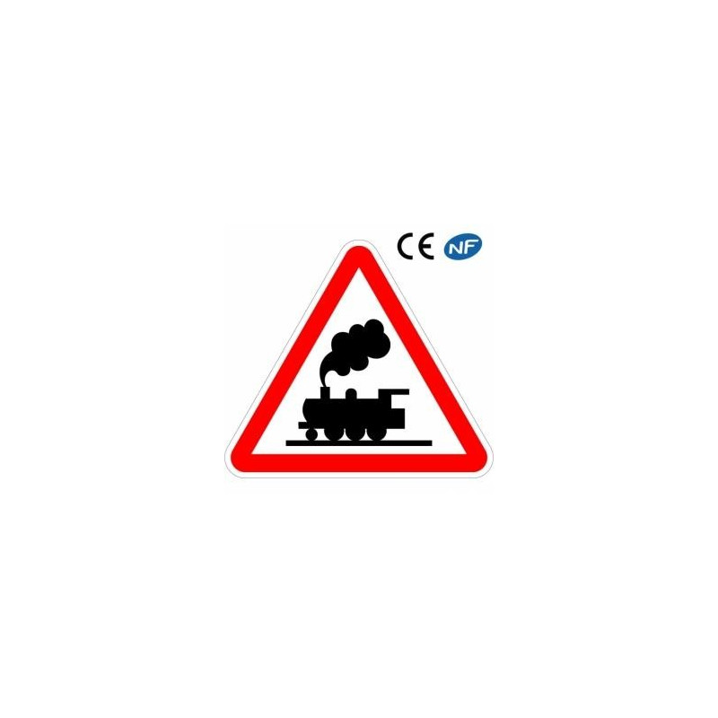 Panneau routier pour annoncer un passage à niveau sans barrières (A8)