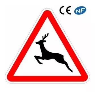 Panneau routier passage d'animaux sauvages (A15b)