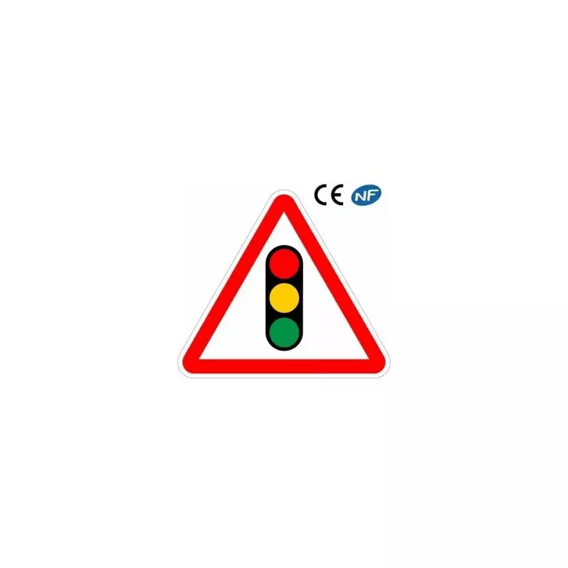 Panneau de circulation annonce l'arrivée d'un feu tricolore (A17)