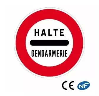 Panneau de circulation arrêt obligatoire au poste de gendarmerie (B5a)