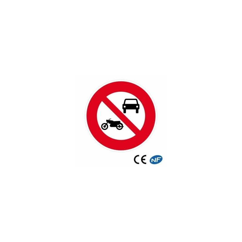 Panneau de route indiquant un interdit aux véhicules à moteur (B7a)