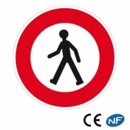 Panneau de signalisation indiquant un accès interdit à tout les piétons (B9a)