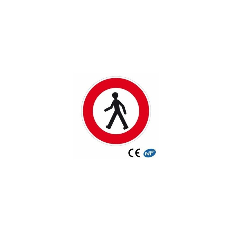 Panneau de signalisation indiquant un accès interdit à tout les piétons (B9a)