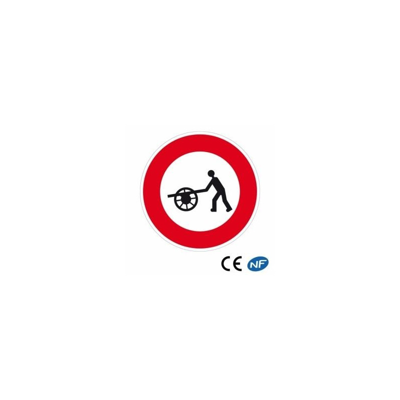 Panneau de circulation indiquant un accès interdit aux voitures à bras (B9e)