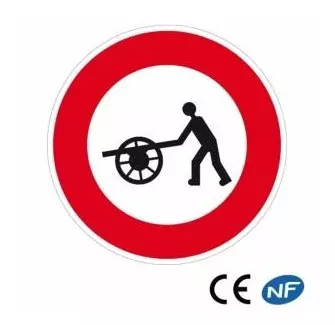 Panneau de circulation indiquant un accès interdit aux voitures à bras (B9e)