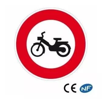 Panneau de signalisation accès interdit aux cyclomoteurs